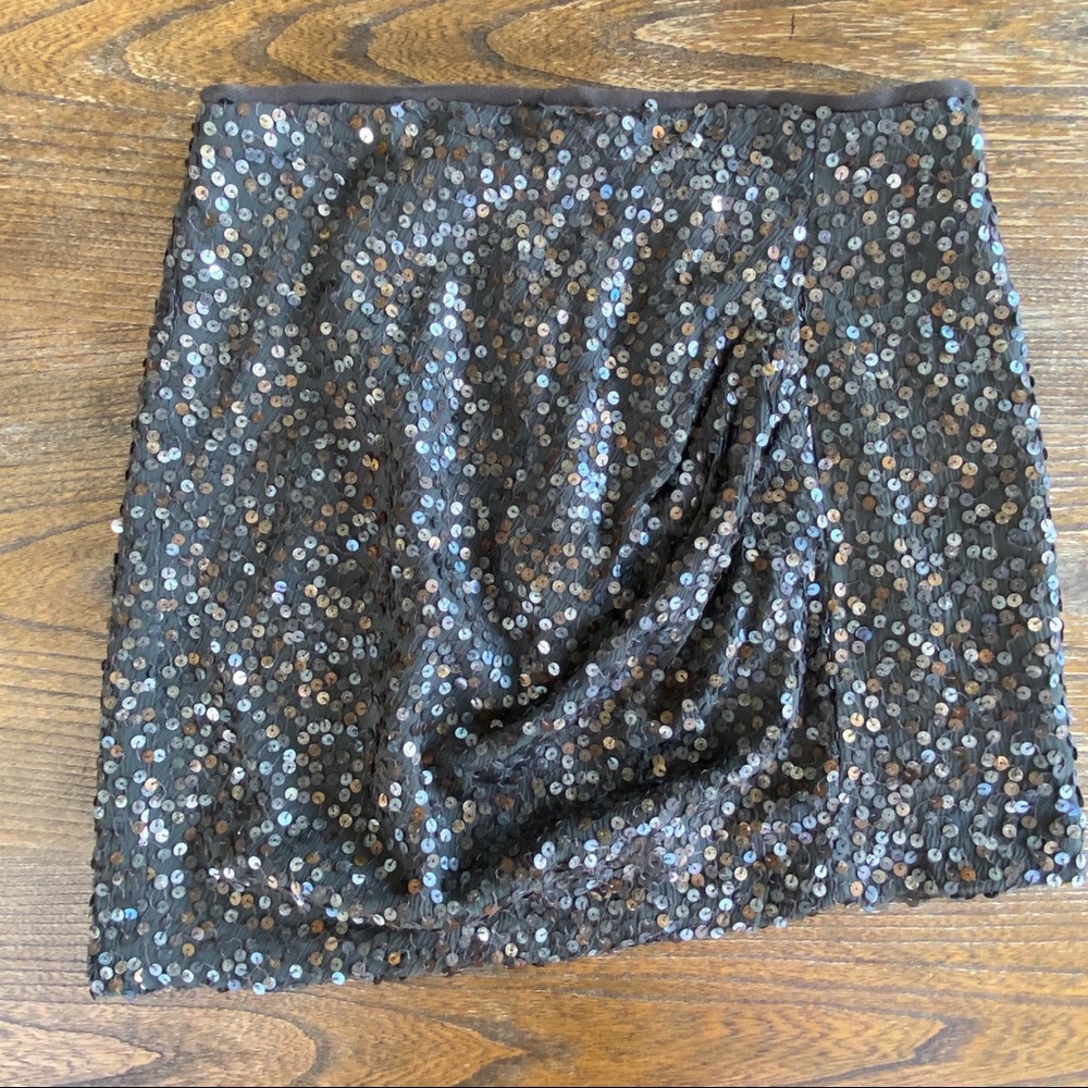 Nanette Lepore Asymmetrical Sequin Drape Skirt